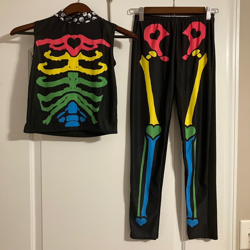 Spooktacular Creations Girls Funky Bones Rainbow Skeleton Costume Set Large